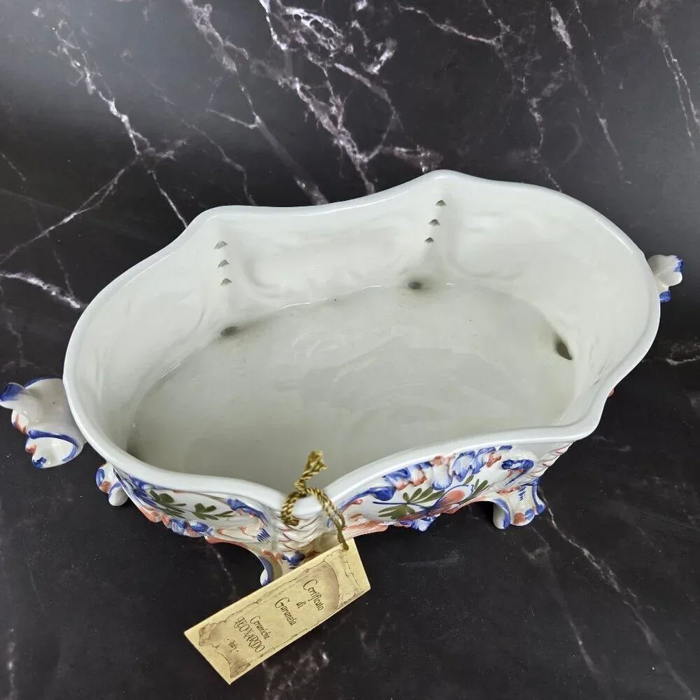Hand Painted Ceramic Ceramiche Leonardo Italian Lidded Compote Bowl Floral NWT - Picture 12 of 16